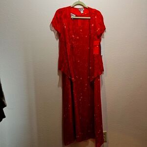 Bobbie Bee 2 piece silk dress and over top size 10, red abd gold